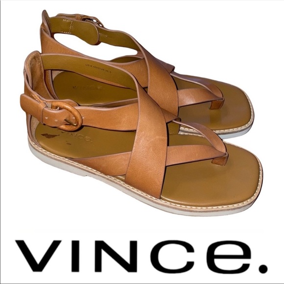 Vince Morris Tan LE Strappy Gladiator Sandals Size 6.5 36.5 - Picture 2 of 16
